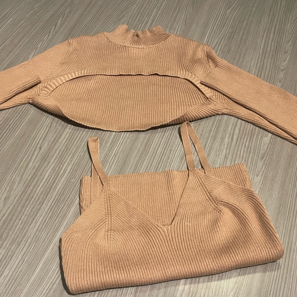 Tan sweater (2) pieces. Tank & Sweater.